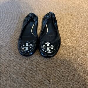 Tory Burch Signature Black Patent Ballet Flats